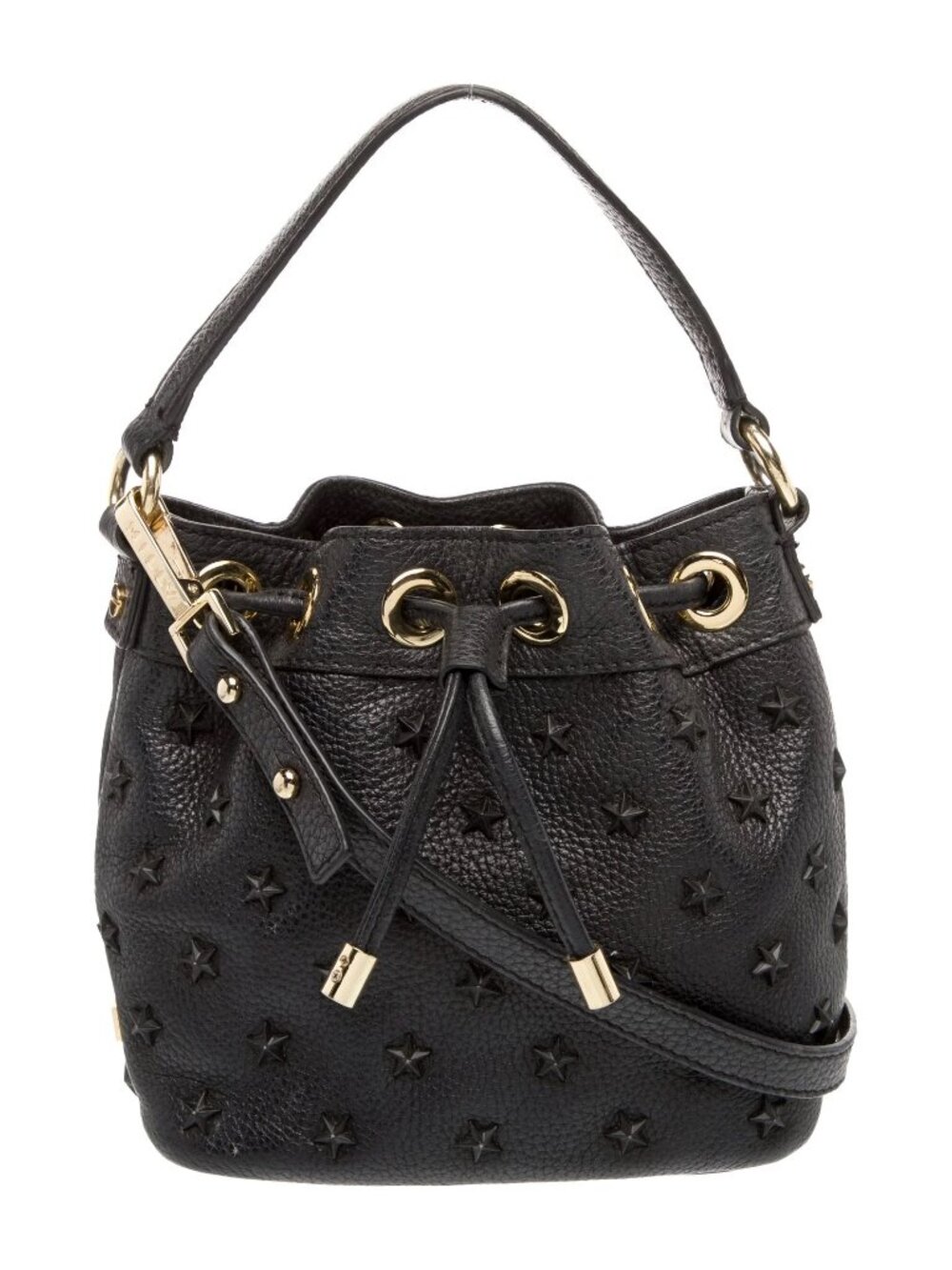 Milly Leather Star Studded Cute Black Convertible Bucket Bag Handbag Purse
